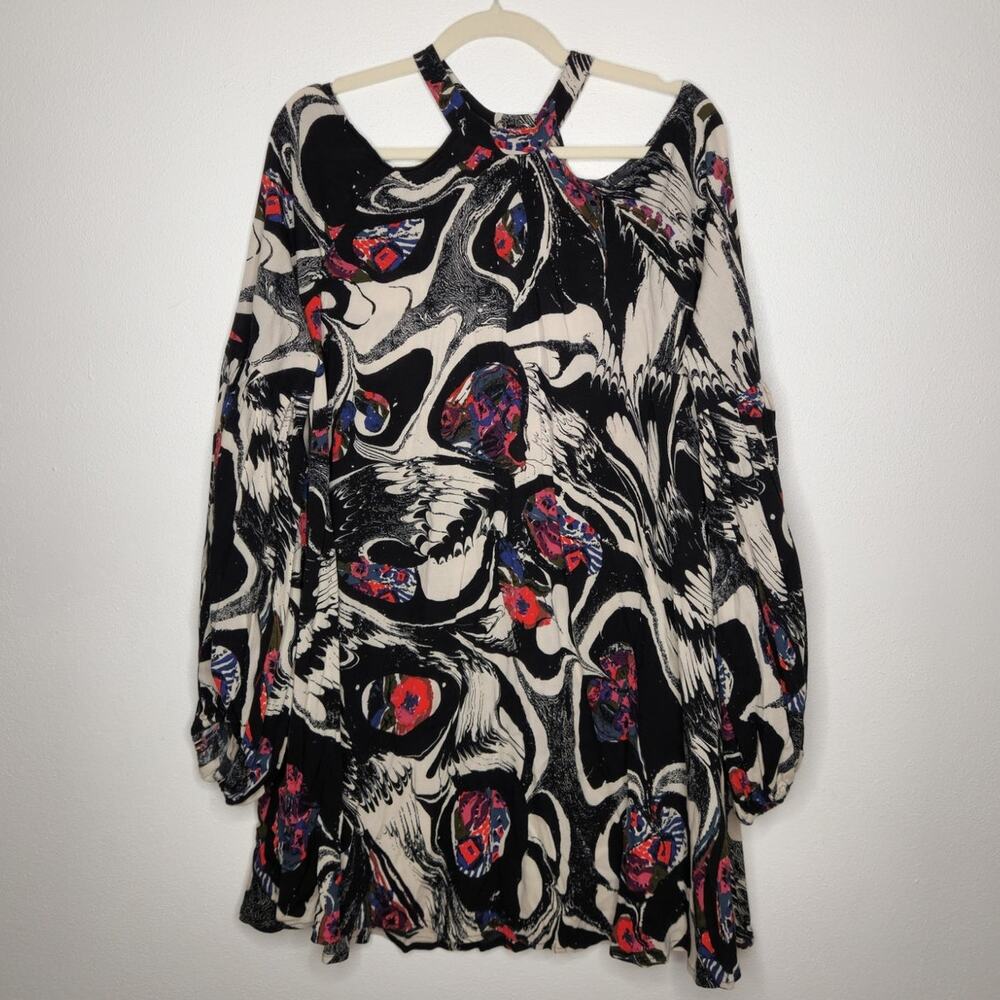Free People Tunic Shirt Top Boho Whimsy Fairy Art Abstract Dress Shirt Lg